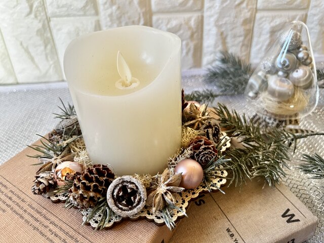 シックモダンなリースキャンドル クリスマス クリスマスインテリア
