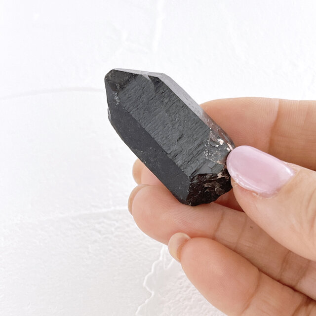 チベット産モリオンC・原石・18g ✧麻ポーチ付き✧黒水晶