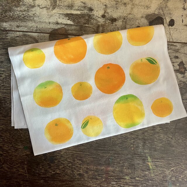 型染 手ぬぐい「色々おみかん」の画像1枚目