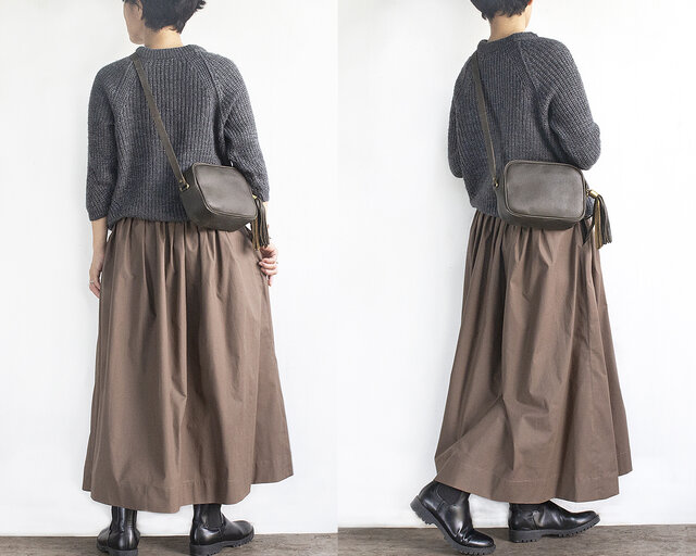 2サイズ ロングタックギャザースカート（ブラウン） | iichi