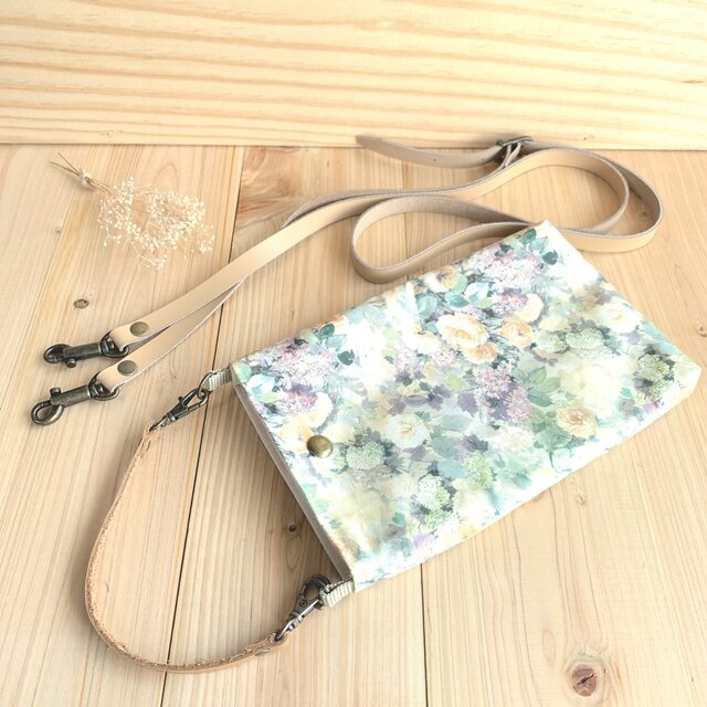 リバティ　スマホポーチ　持ち手/ショルダー　帆布裏地　本革ベルト＜Hampstead Summer＞ハムステッドサマー