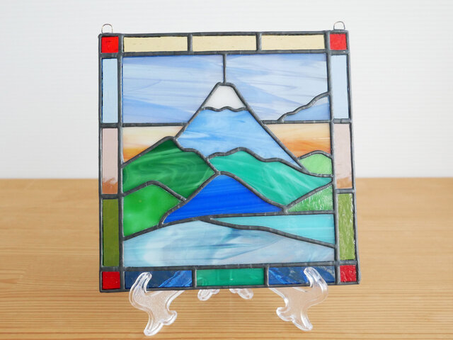 ステンドグラス ミニパネル 富士山 15cm | iichi 日々の暮らしを