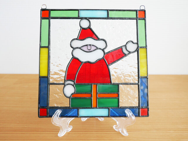 ステンドグラス ミニパネル サンタクロース 15cm | iichi 日々の暮らし