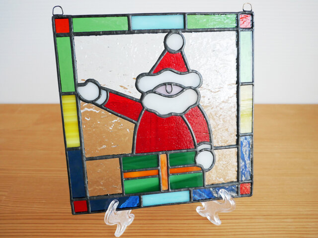 ステンドグラス ミニパネル サンタクロース 15cm | iichi 日々の暮らし