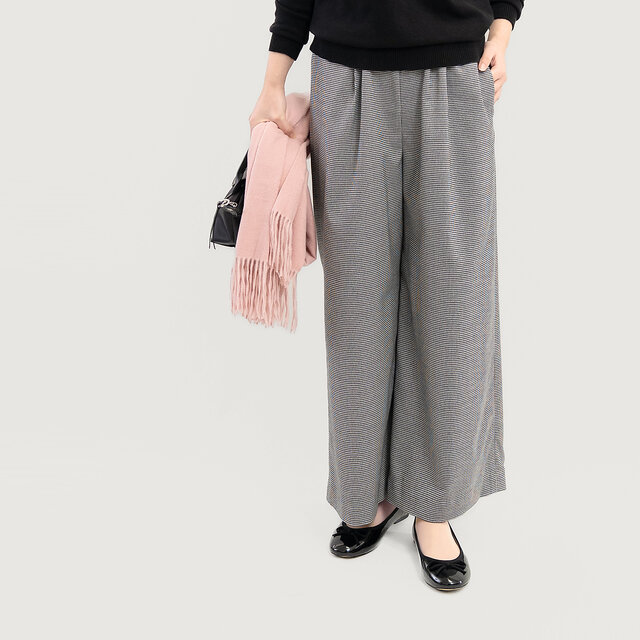 オールシーズン頼れる 大人の千鳥チェック ワイドパンツ 白黒 ●TINA-WP●