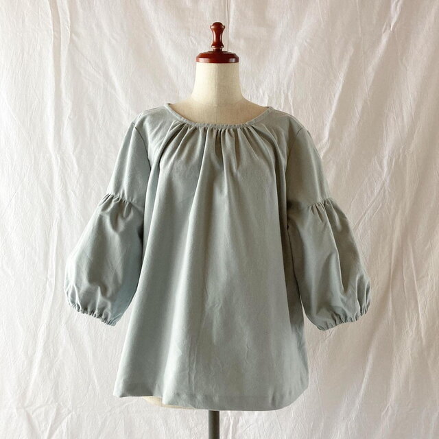 マチエールブラウス：L（ふかふかビエラ：ブルーグレー）