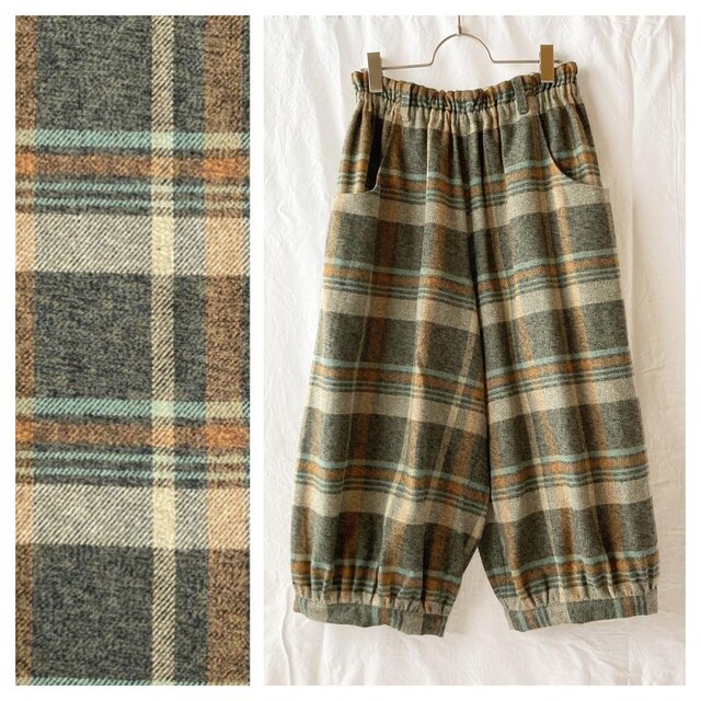 あったかかわいいバルーンパンツ：80cm（ベーシックチェック：ブラウン）