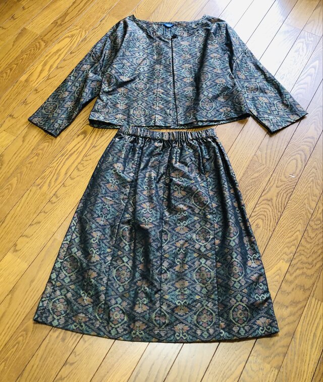 一元式9マルキ大島紬 ドレープスカートのカシュクールワンピース 一元