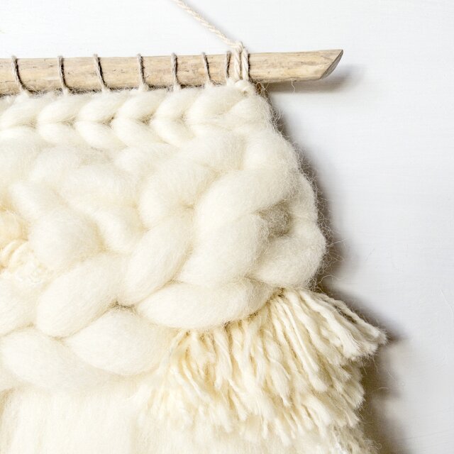 一点もの】流木 ウィービング タペストリー 『みるく色のたぺすとり。m