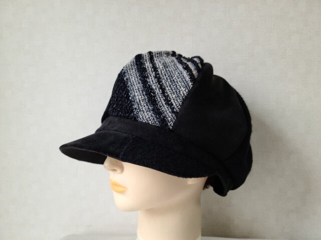 魅せる帽子☆ふんわり大きめグラデーションキャスケット～ブラック