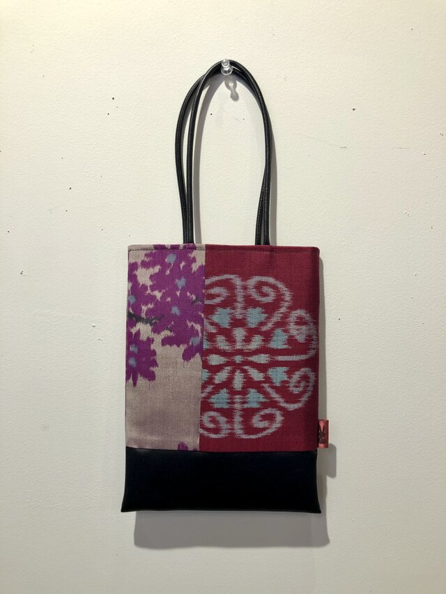 銘仙のミニトート3 着物リメイク 古布  ポーチ バッグインバッグ A5サイズ