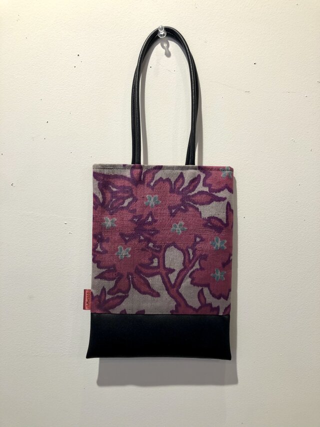 銘仙リメイクポーチ 銘仙のミニトート3 着物リメイク 古布 ポーチ バッグインバッグ A5