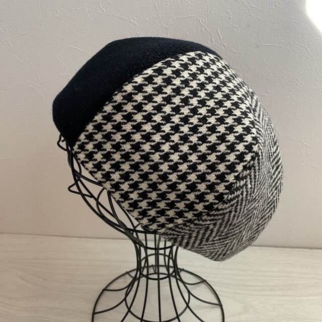 送料無料　いろんなウールのベレー帽（ブラック）