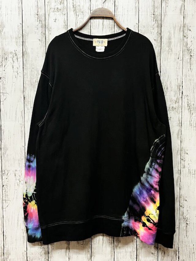 タイダイ染め スウェット トレーナー　XXLサイズ 　ブラック HD18-19
