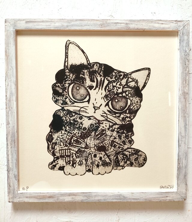 額付き銅版画作品 title「きらめきニャンコ」 | iichi 日々の暮らしを