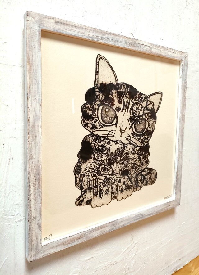 額付き銅版画作品 title「きらめきニャンコ」 | iichi 日々の暮らしを