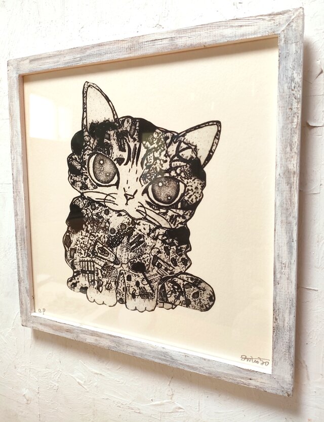 額付き銅版画作品 title「きらめきニャンコ」 | iichi 日々の暮らしを