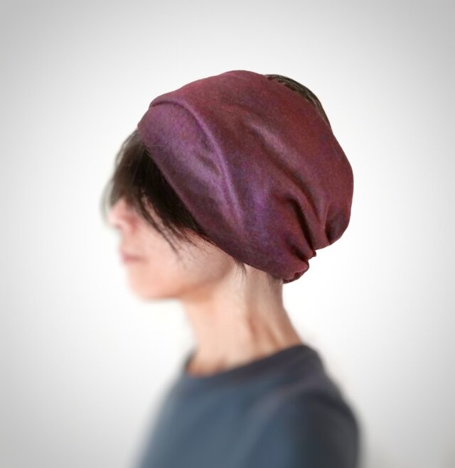 ターバンなヘアバンド　ボルドーウール　送料無料