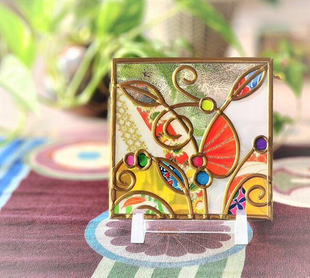 受注：『和アートのある窓辺』 ガラス卓上アートパネル | iichi 日々の