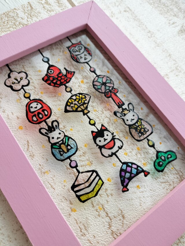 送料無料*ステンドグラス風*吊るしびな・ひな祭り・桃の節句