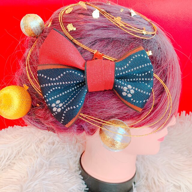 ◇髪飾り(和装) 畳のへりリボンE - ファッション/小物
