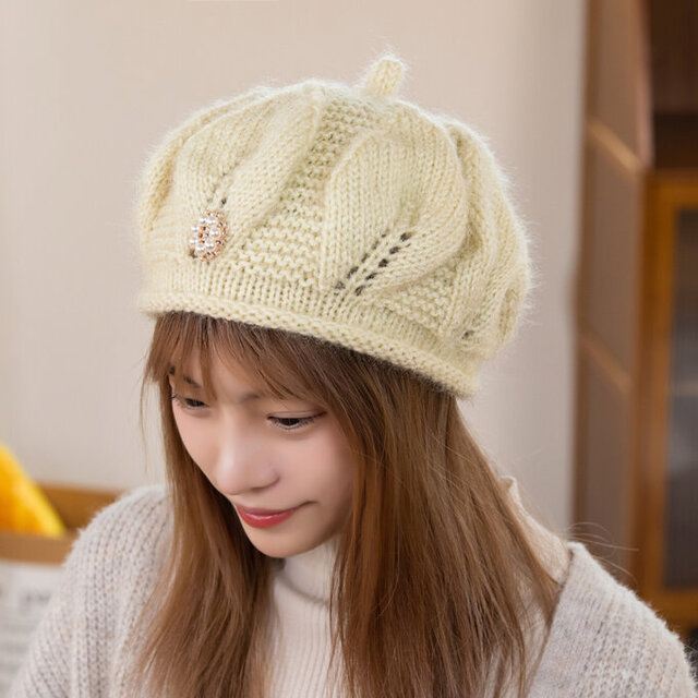 手編み【Lady's】♥形のふんわり暖かベレー帽 | iichi 日々の暮らしを