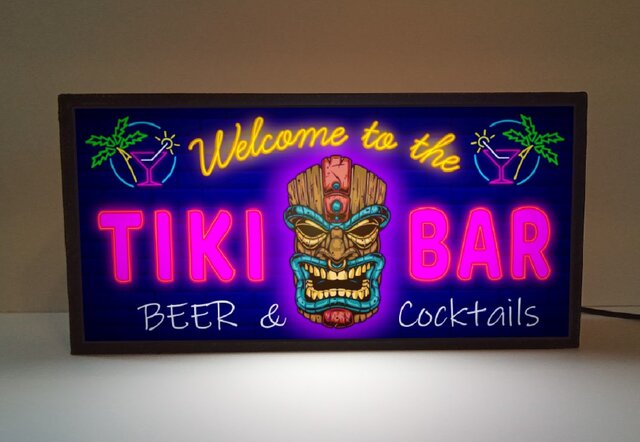 TIKI ティキ像 カフェ BAR カクテル ビール ハワイ ハワイアン雑貨 サイン ランプ 看板 置物 雑貨 ライトBOX iichi  日々の暮らしを心地よくするハンドメイドやアンティークのマーケットプレイス