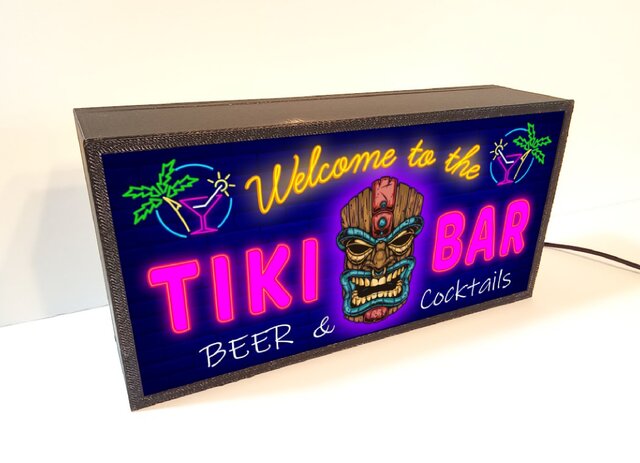TIKI ティキ像 カフェ BAR カクテル ビール ハワイ ハワイアン雑貨 サイン ランプ 看板 置物 雑貨 ライトBOX iichi  日々の暮らしを心地よくするハンドメイドやアンティークのマーケットプレイス