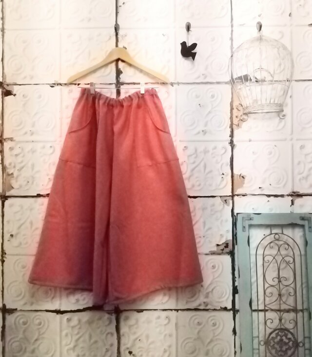 Y様オーダーレッドウールツィードのガウチョパンツ