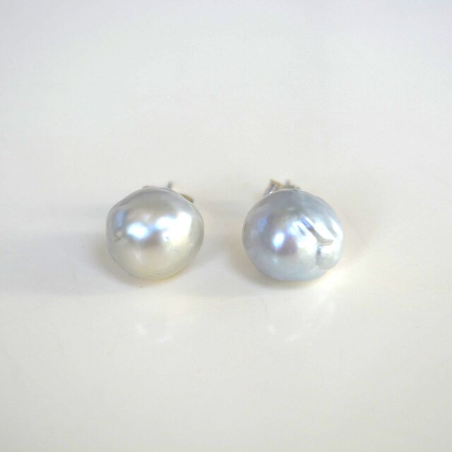 ★南洋パールのシンプルピアス＊9～10mm珠＊SV925★送料無料♪