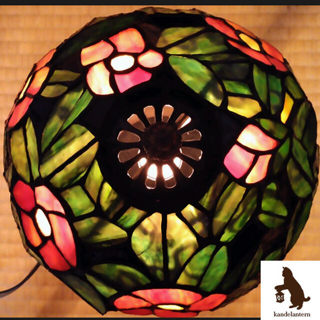 椿ステンドグラスランプ - 照明