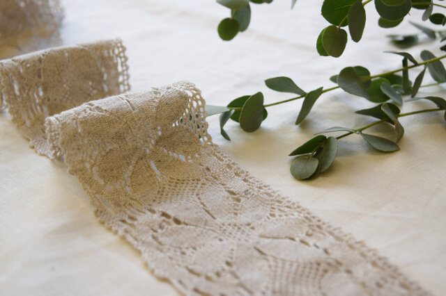 リネンカフェカーテン ケープ仕立て 飾りレース2種類付き | iichi 日々