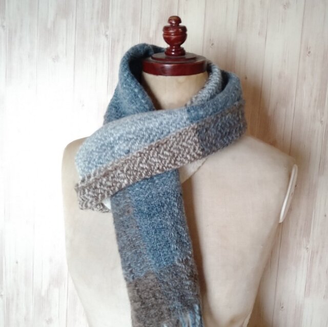 ４５Ｒ　藍ホームスパン手つなぎ糸ストール it-63c29f1975e21-1200.jpg