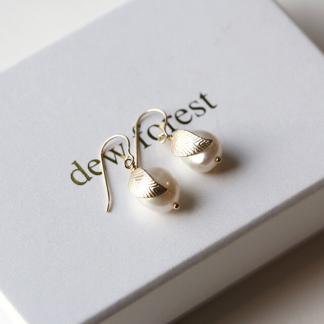 14Kgf 小さなパール林檎 ピアス／イヤリング｜淡水パール｜ー Pearl