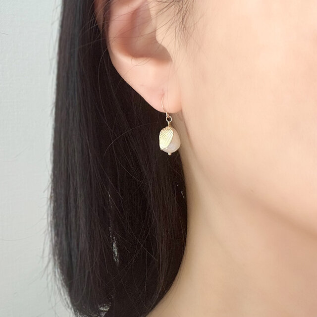 14Kgf 小さなパール林檎 ピアス／イヤリング｜淡水パール｜ー Pearl