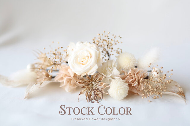 ヘッドドレス～ローズのホワイトstyle～ 髪飾り ドライフラワー アンティークローズのヘッドドレス ヘアアクセサリー(ホワイト