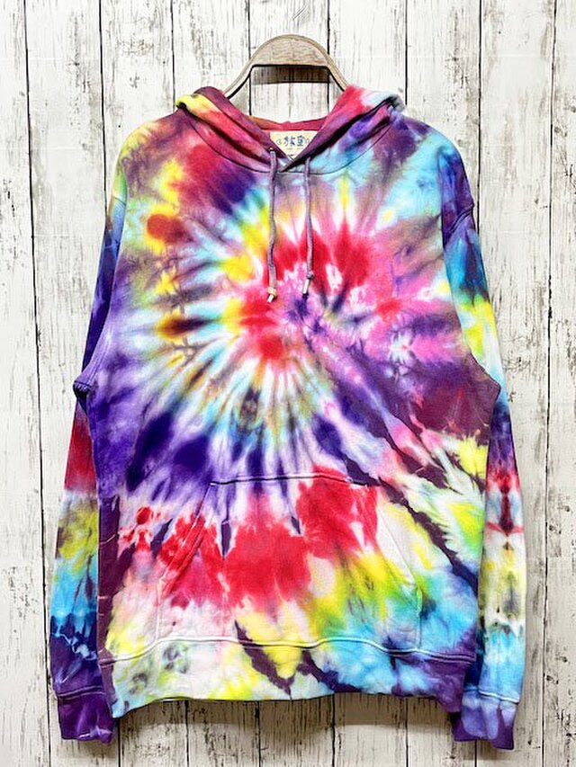 タイダイ染め　プルオーバー　フーディ Lサイズ　 カラフル HD18-45