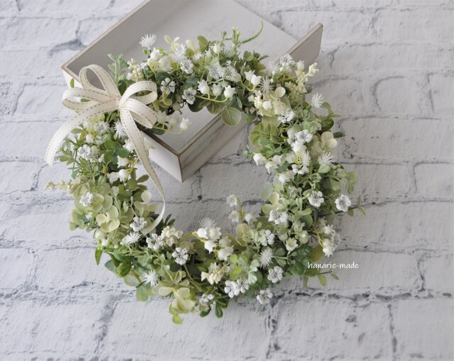 すずらん と 白い小花 リース：春 ウェディング 母の日 白 グリーン
