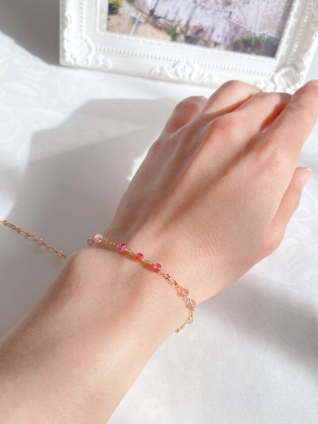 【Rose】薔薇色スピネルのブレスレット bracelet+ /ac197 | iichi ハンドメイド・クラフト作品・手仕事品の通販
