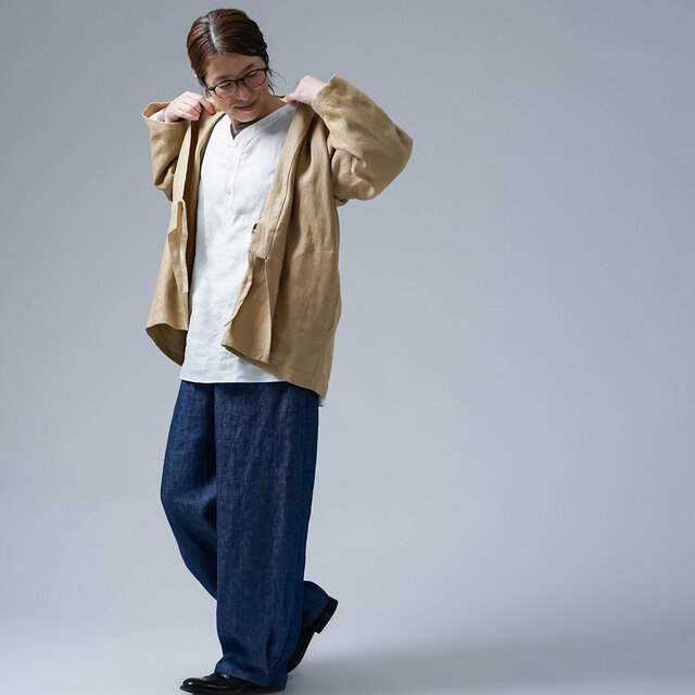 wafu】リネン作務衣 隠れた名品 !プレミアムリネン 作務衣上着