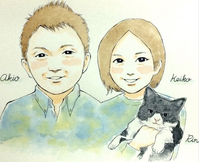 水彩ラフ似顔絵 A4サイズ1名 | iichi 日々の暮らしを心地よくする