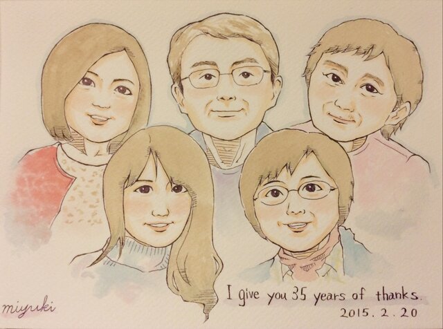 水彩ラフ似顔絵 A4サイズ1名 | iichi 日々の暮らしを心地よくする