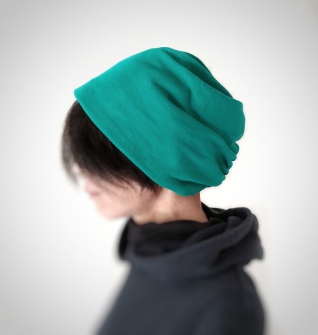 ターバンな帽子　グリーン＋黒　送料無料