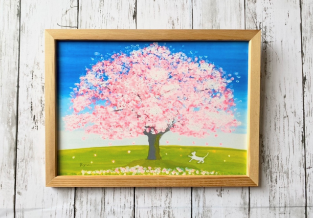 アクリル画 桜 - 絵画