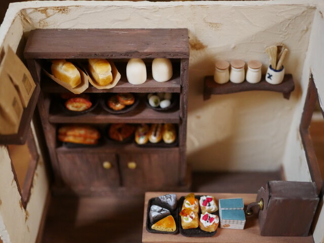 ミニチュア家具　ミニチュアパン屋さんAセット ミニチュアフード パン屋さんセット✩.*˚littlepear その他置物