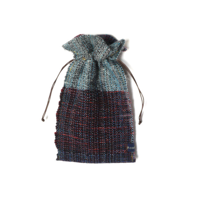 【一点物】手織りの素朴な巾着袋　さをり織り