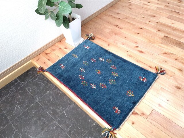 冬のキャンペーン40％OFF】ペルシャ ギャッベ 玄関マット 75×50cm