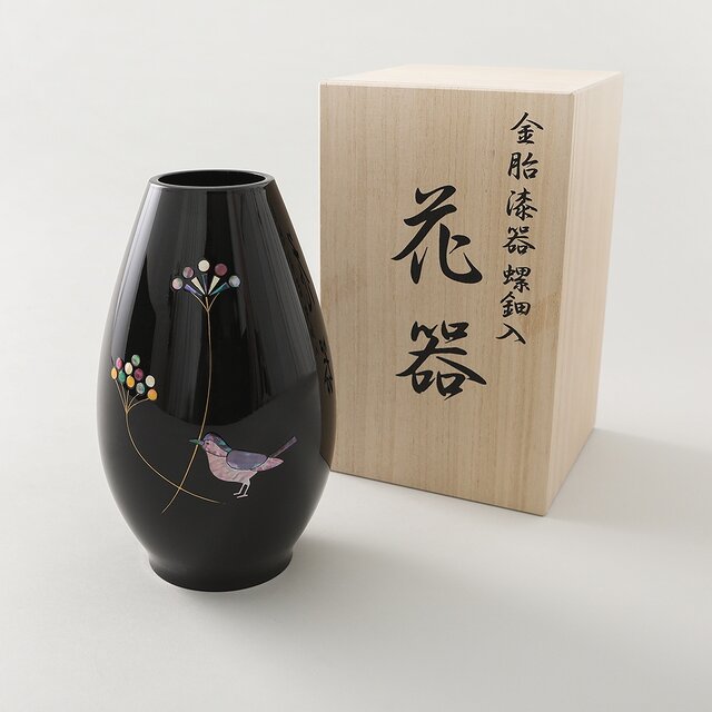 新品本物 螺鈿細工 花器 漆器 一輪挿し gratia-co.jp