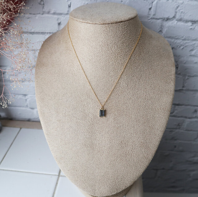 Indian Jewel/Vintage Blackラブラドライト ネックレス 14kgf】アフリカ産！ラブラドライトの一粒ネックレス