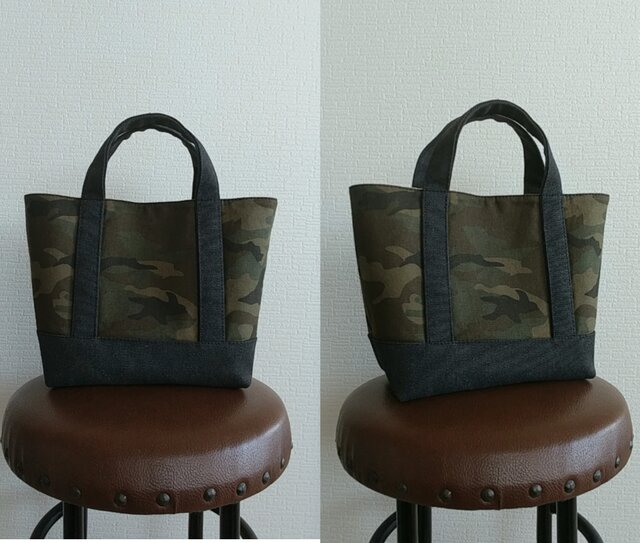綿麻カモフラxヴィンテージ加工帆布のトートバッグs | iichi
